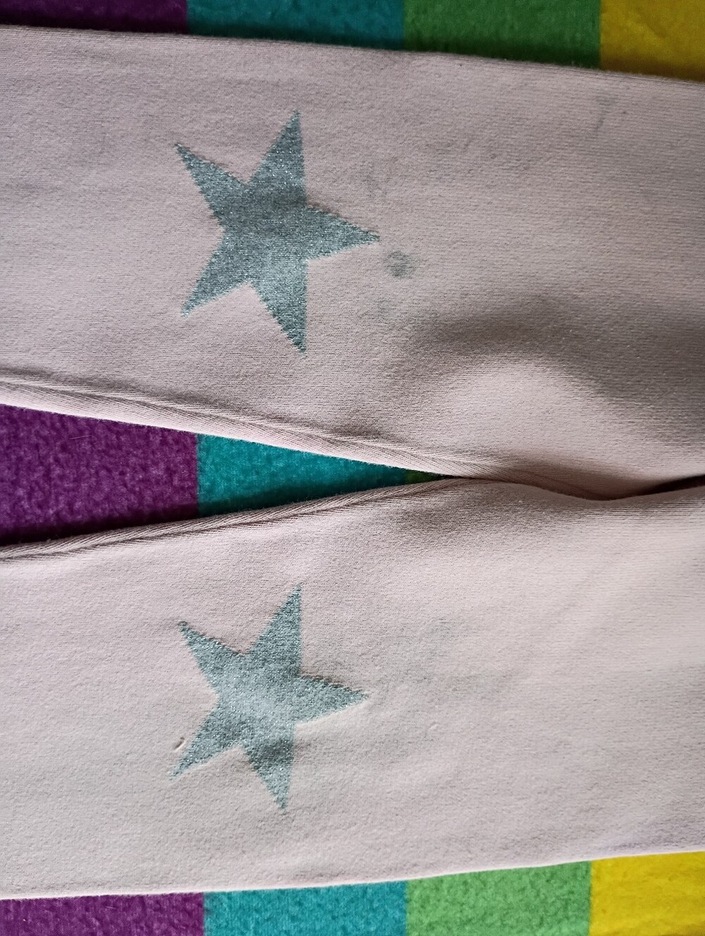 Gap Kids S 6/7 Pink/Silver Star Knees Sweater Leggings - Picture 3 of 8